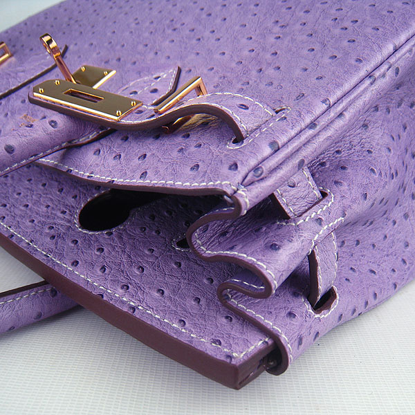 Replica Hermes Birkin 30CM Ostrich Veins Handbag Purple 6088 On Sale